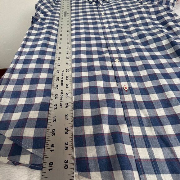 J. McLaughlin Mens Blue White Gingham Long Sleeve Button-Down Shirt Large Casual - Picture 9 of 9